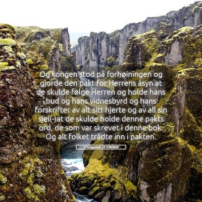 Picture 05 - 2 Kongebok 23:3 NORSK - Og kongen stod på forhøiningen og gjorde den - Bible Verse Picture