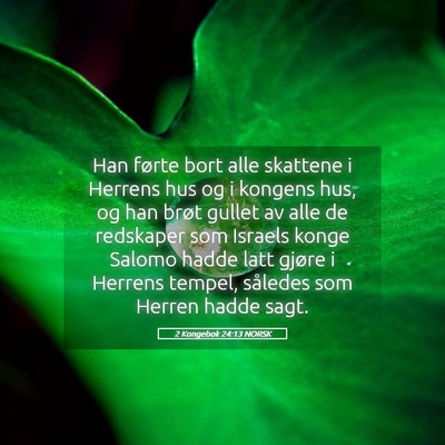 Picture 05 - 2 Kongebok 24:13 NORSK - Han førte bort alle skattene i Herrens hus og i - Bible Verse Picture