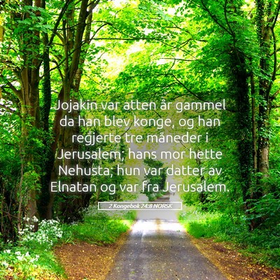 Picture 05 - 2 Kongebok 24:8 NORSK - Jojakin var atten år gammel da han blev konge, - Bible Verse Picture
