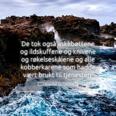 Picture 05 - 2 Kongebok 25:14 NORSK - De tok også askebøttene og ildskuffene og - Bible Verse Picture