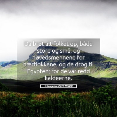 Picture 05 - 2 Kongebok 25:26 NORSK - Da brøt alt folket op, både store og små, og - Bible Verse Picture