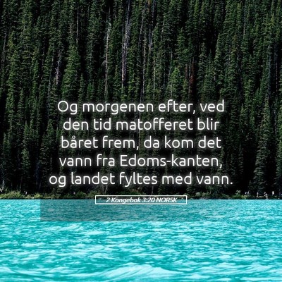 Picture 05 - 2 Kongebok 3:20 NORSK - Og morgenen efter, ved den tid matofferet blir - Bible Verse Picture