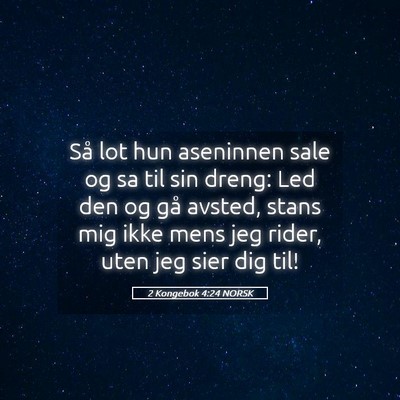 Picture 05 - 2 Kongebok 4:24 NORSK - Så lot hun aseninnen sale og sa til sin dreng: - Bible Verse Picture