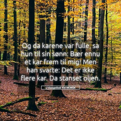 Picture 05 - 2 Kongebok 4:6 NORSK - Og da karene var fulle, sa hun til sin sønn: - Bible Verse Picture
