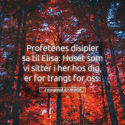 Picture 05 - 2 Kongebok 6:1 NORSK - Profetenes disipler sa til Elisa: Huset som vi - Bible Verse Picture