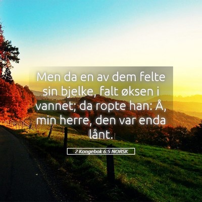 Picture 05 - 2 Kongebok 6:5 NORSK - Men da en av dem felte sin bjelke, falt øksen i - Bible Verse Picture