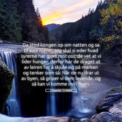 Picture 05 - 2 Kongebok 7:12 NORSK - Da stod kongen op om natten og sa til sine menn: - Bible Verse Picture