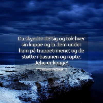 Picture 05 - 2 Kongebok 9:13 NORSK - Da skyndte de sig og tok hver sin kappe og la dem - Bible Verse Picture