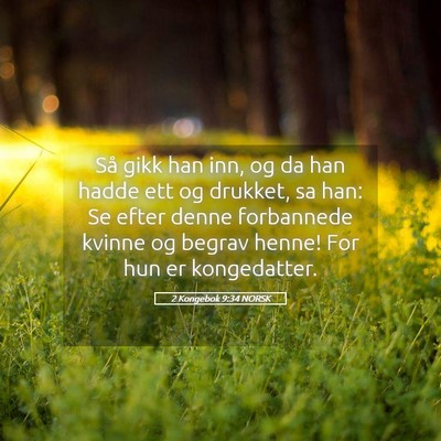 Picture 05 - 2 Kongebok 9:34 NORSK - Så gikk han inn, og da han hadde ett og drukket, - Bible Verse Picture