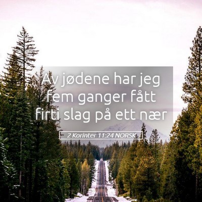 Picture 05 - 2 Korinter 11:24 NORSK - Av jødene har jeg fem ganger fått firti slag - Bible Verse Picture