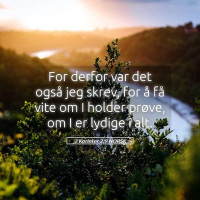 Picture 05 - 2 Korinter 2:9 NORSK - For derfor var det også jeg skrev, for å få - Bible Verse Picture