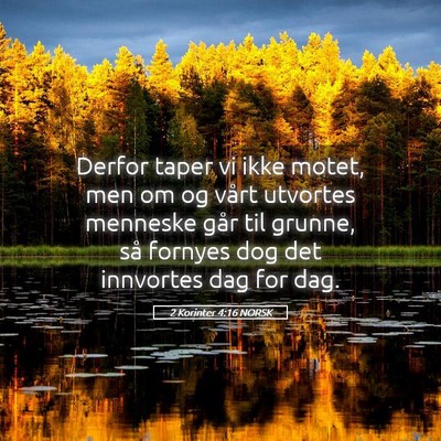 Picture 05 - 2 Korinter 4:16 NORSK - Derfor taper vi ikke motet, men om og vårt - Bible Verse Picture