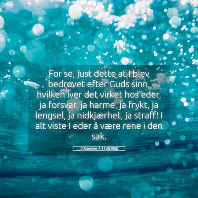Picture 05 - 2 Korinter 7:11 NORSK - For se, just dette at I blev bedrøvet efter Guds - Bible Verse Picture