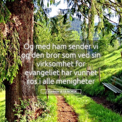 Picture 05 - 2 Korinter 8:18 NORSK - Og med ham sender vi og den bror som ved sin - Bible Verse Picture