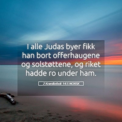 Picture 05 - 2 Krønikebok 14:5 NORSK - I alle Judas byer fikk han bort offerhaugene og - Bible Verse Picture