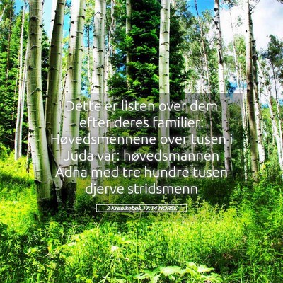 Picture 05 - 2 Krønikebok 17:14 NORSK - Dette er listen over dem efter deres familier: - Bible Verse Picture