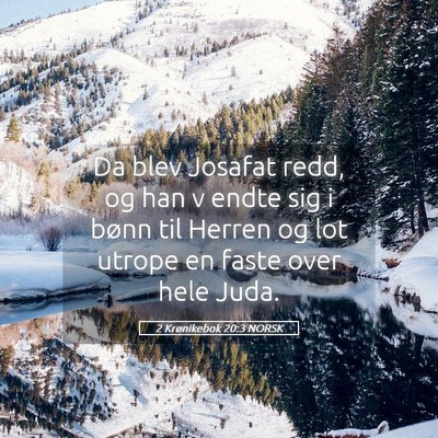 Picture 05 - 2 Krønikebok 20:3 NORSK - Da blev Josafat redd, og han v endte sig i bønn - Bible Verse Picture