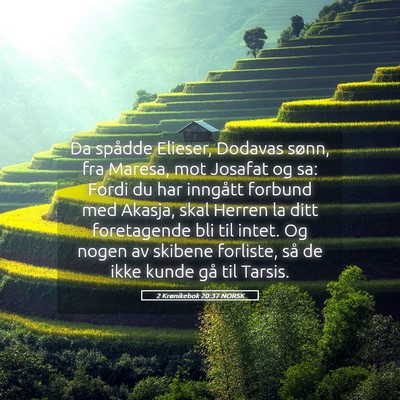 Picture 05 - 2 Krønikebok 20:37 NORSK - Da spådde Elieser, Dodavas sønn, fra Maresa, - Bible Verse Picture