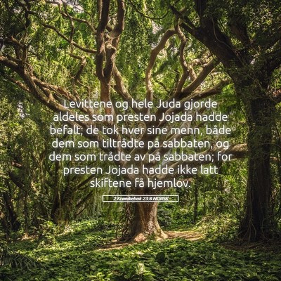 Picture 05 - 2 Krønikebok 23:8 NORSK - Levittene og hele Juda gjorde aldeles som presten - Bible Verse Picture