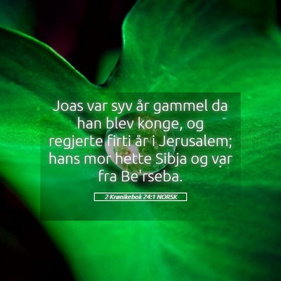 Picture 05 - 2 Krønikebok 24:1 NORSK - Joas var syv år gammel da han blev konge, og - Bible Verse Picture