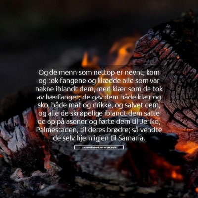 Picture 05 - 2 Krønikebok 28:15 NORSK - Og de menn som nettop er nevnt, kom og tok - Bible Verse Picture