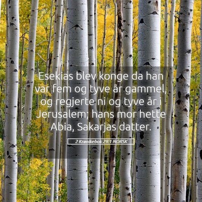 Picture 05 - 2 Krønikebok 29:1 NORSK - Esekias blev konge da han var fem og tyve år - Bible Verse Picture