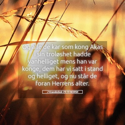 Picture 05 - 2 Krønikebok 29:19 NORSK - Og alle de kar som kong Akas i sin troløshet - Bible Verse Picture