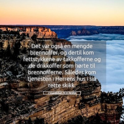 Picture 05 - 2 Krønikebok 29:35 NORSK - Det var også en mengde brennoffer, og dertil kom - Bible Verse Picture