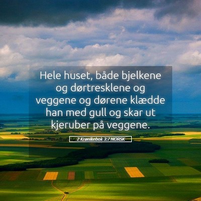 Picture 05 - 2 Krønikebok 3:7 NORSK - Hele huset, både bjelkene og dørtresklene og - Bible Verse Picture