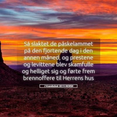 Picture 05 - 2 Krønikebok 30:15 NORSK - Så slaktet de påskelammet på den fjortende dag - Bible Verse Picture