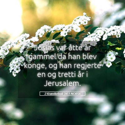 Picture 05 - 2 Krønikebok 34:1 NORSK - Josias var åtte år gammel da han blev konge, og - Bible Verse Picture