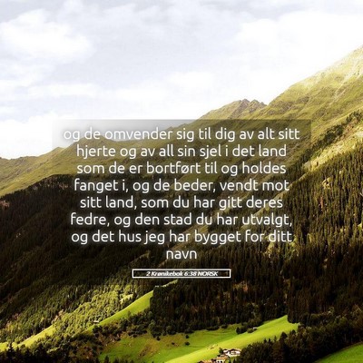 Picture 05 - 2 Krønikebok 6:38 NORSK - og de omvender sig til dig av alt sitt hjerte og - Bible Verse Picture