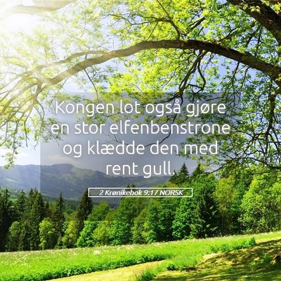 Picture 05 - 2 Krønikebok 9:17 NORSK - Kongen lot også gjøre en stor elfenbenstrone og - Bible Verse Picture