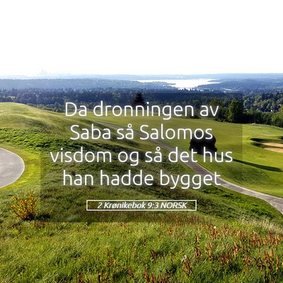 Picture 05 - 2 Krønikebok 9:3 NORSK - Da dronningen av Saba så Salomos visdom og så - Bible Verse Picture