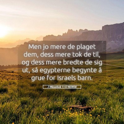 Picture 05 - 2 Mosebok 1:12 NORSK - Men jo mere de plaget dem, dess mere tok de til, - Bible Verse Picture