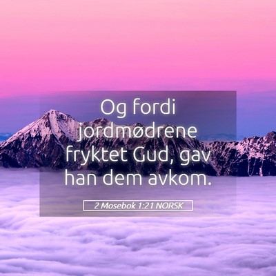 Picture 05 - 2 Mosebok 1:21 NORSK - Og fordi jordmødrene fryktet Gud, gav han dem - Bible Verse Picture
