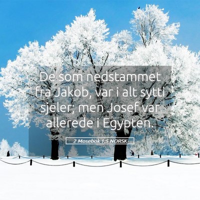 Picture 05 - 2 Mosebok 1:5 NORSK - De som nedstammet fra Jakob, var i alt sytti - Bible Verse Picture