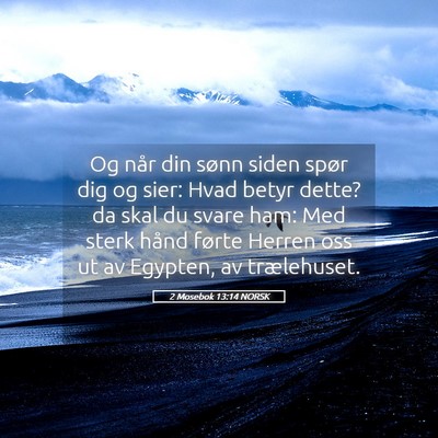 Picture 05 - 2 Mosebok 13:14 NORSK - Og når din sønn siden spør dig og sier: Hvad - Bible Verse Picture