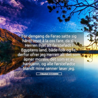 Picture 05 - 2 Mosebok 13:15 NORSK - For dengang da Farao satte sig hårdt imot å la - Bible Verse Picture