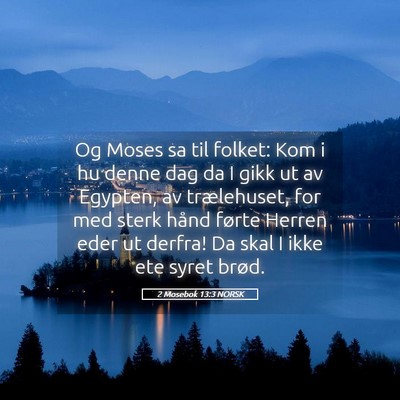 Picture 05 - 2 Mosebok 13:3 NORSK - Og Moses sa til folket: Kom i hu denne dag da I - Bible Verse Picture