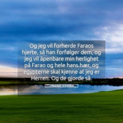 Picture 05 - 2 Mosebok 14:4 NORSK - Og jeg vil forherde Faraos hjerte, så han - Bible Verse Picture