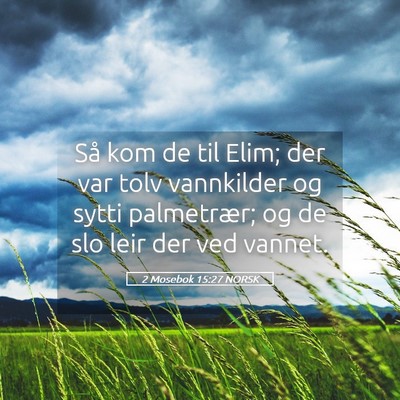 Picture 05 - 2 Mosebok 15:27 NORSK - Så kom de til Elim; der var tolv vannkilder og - Bible Verse Picture