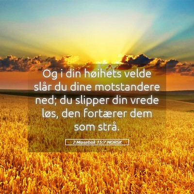 Picture 05 - 2 Mosebok 15:7 NORSK - Og i din høihets velde slår du dine motstandere - Bible Verse Picture