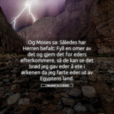 Picture 05 - 2 Mosebok 16:32 NORSK - Og Moses sa: Således har Herren befalt: Fyll en - Bible Verse Picture