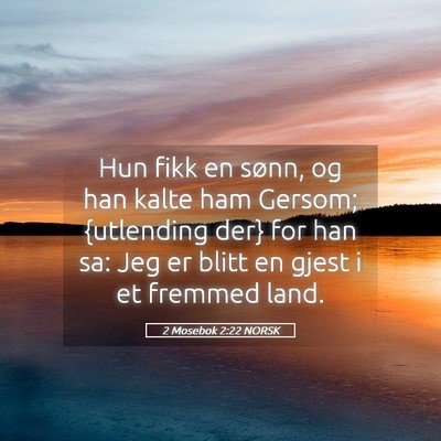 Picture 05 - 2 Mosebok 2:22 NORSK - Hun fikk en sønn, og han kalte ham Gersom; - Bible Verse Picture