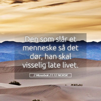 Picture 05 - 2 Mosebok 21:12 NORSK - Den som slår et menneske så det dør, han skal - Bible Verse Picture