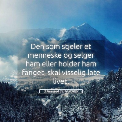 Picture 05 - 2 Mosebok 21:16 NORSK - Den som stjeler et menneske og selger ham eller - Bible Verse Picture