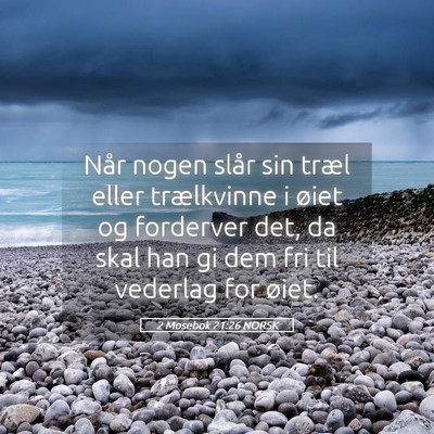 Picture 05 - 2 Mosebok 21:26 NORSK - Når nogen slår sin træl eller trælkvinne i - Bible Verse Picture