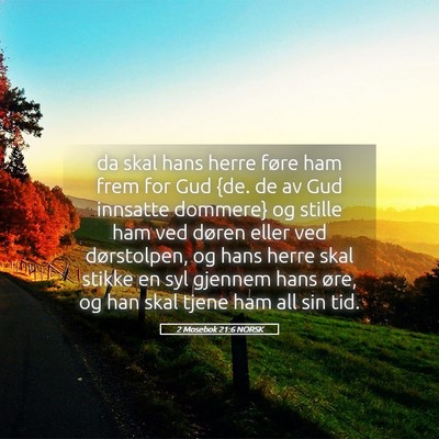 Picture 05 - 2 Mosebok 21:6 NORSK - da skal hans herre føre ham frem for Gud {de. de - Bible Verse Picture