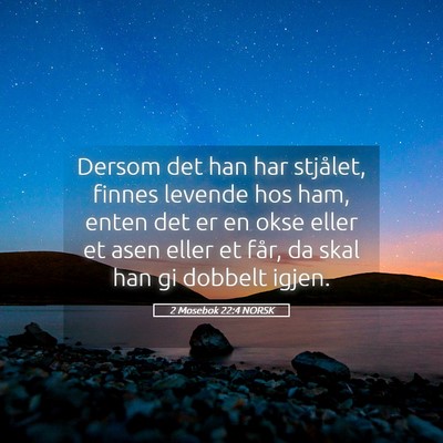 Picture 05 - 2 Mosebok 22:4 NORSK - Dersom det han har stjålet, finnes levende hos - Bible Verse Picture